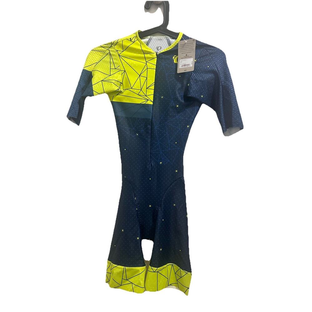 Pearl Izumi Men's Geometric Cycling Jersey in Navy and Neon